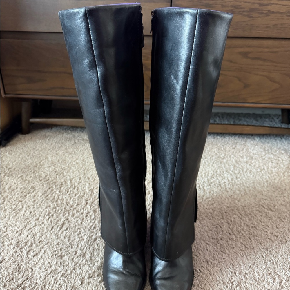 Vince Camuto Black Wedge Wide Calf Boots